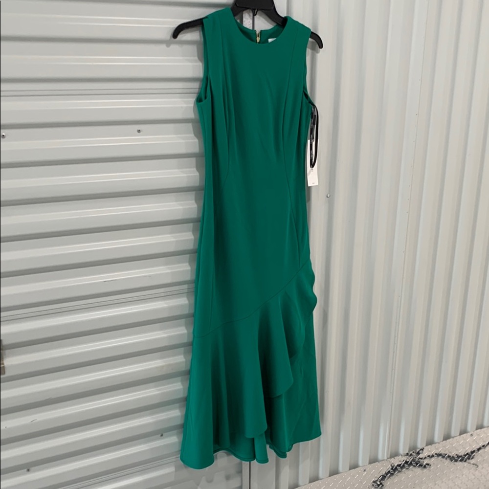 Calvin Klein Green Halter High Low Dress